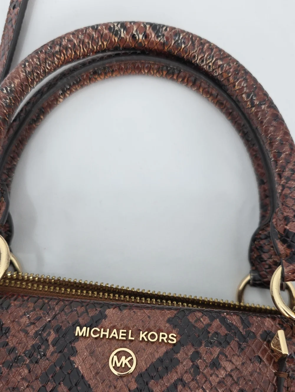 MICHAEL KORS WOMENS MARILYN‎ CROSS BODY BAG SNAKESKIN PRINT BROWN BLACK